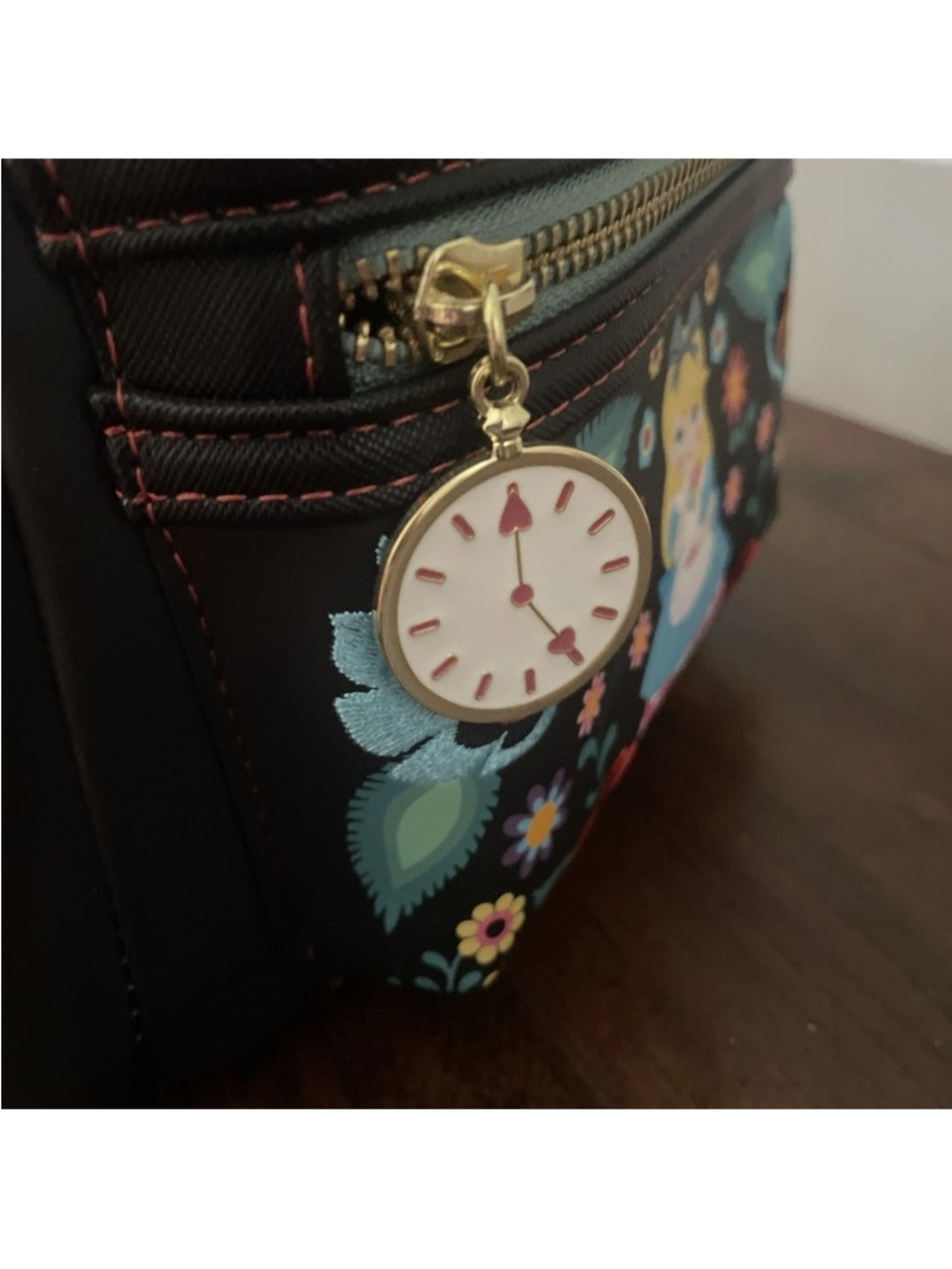 Loungefly Alice in Wonderland Black Floral Mini Backpack Disney - Picture 8 of 15
